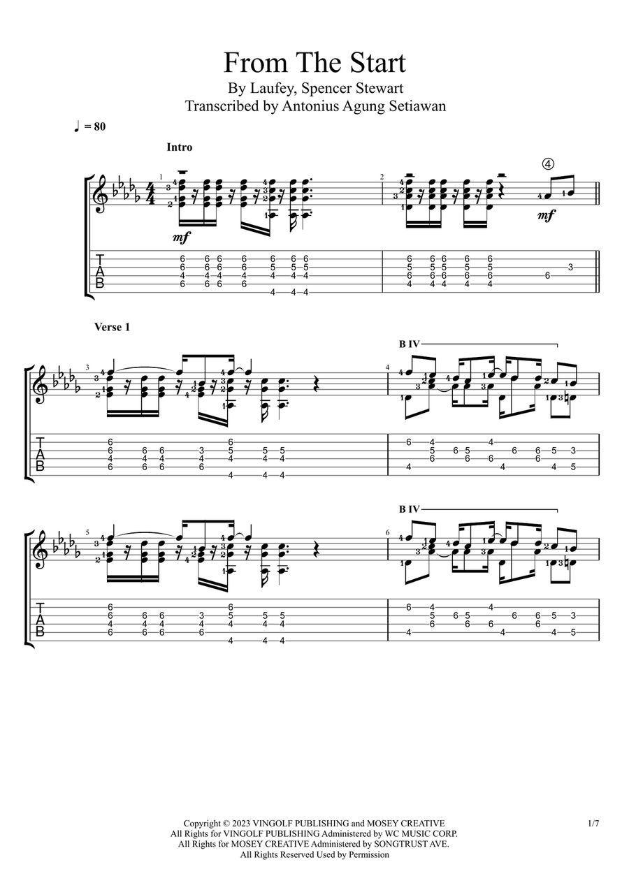 From The Start From The Start Acoustic Guitar scores gallery preview page 1