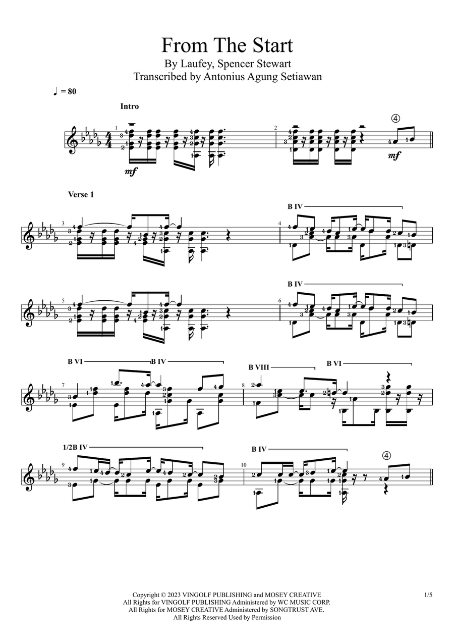 From The Start From The Start Acoustic Guitar scores gallery preview page 1