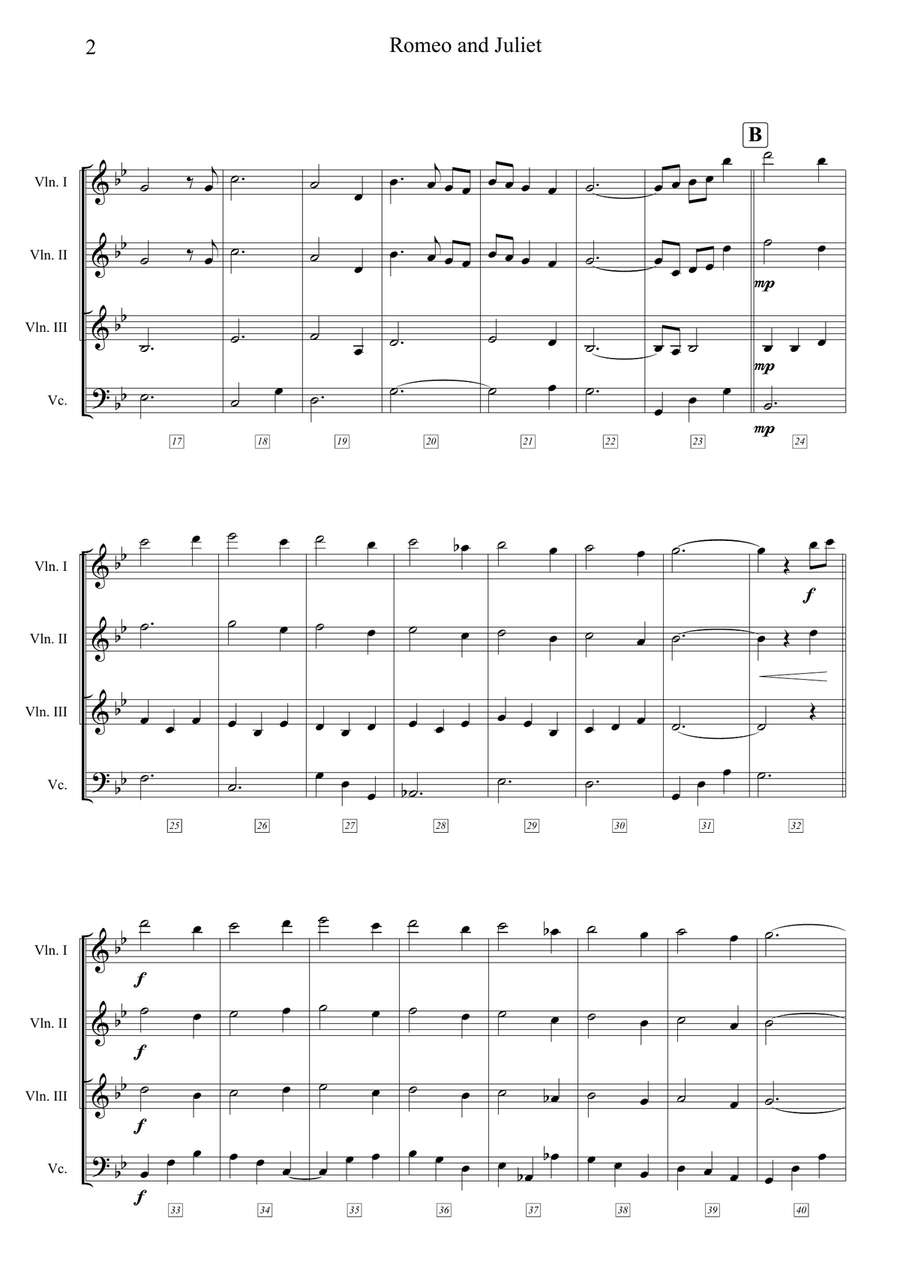 A Time For Us (Love Theme) String Quartet scores gallery preview page 2