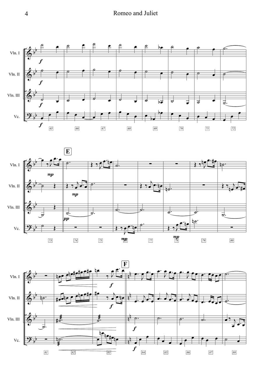 A Time For Us (Love Theme) String Quartet scores gallery preview page 4
