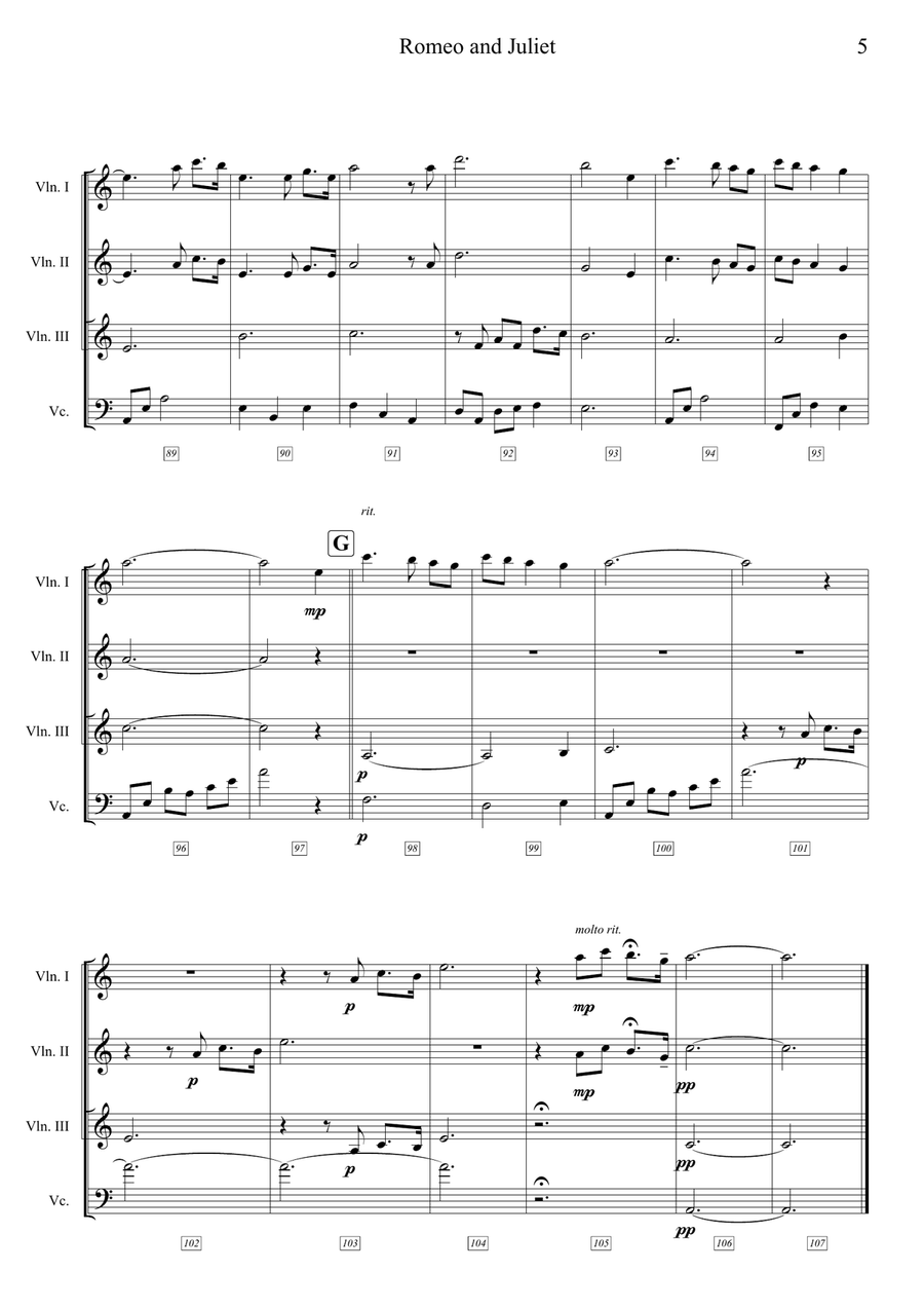 A Time For Us (Love Theme) String Quartet scores gallery preview page 5