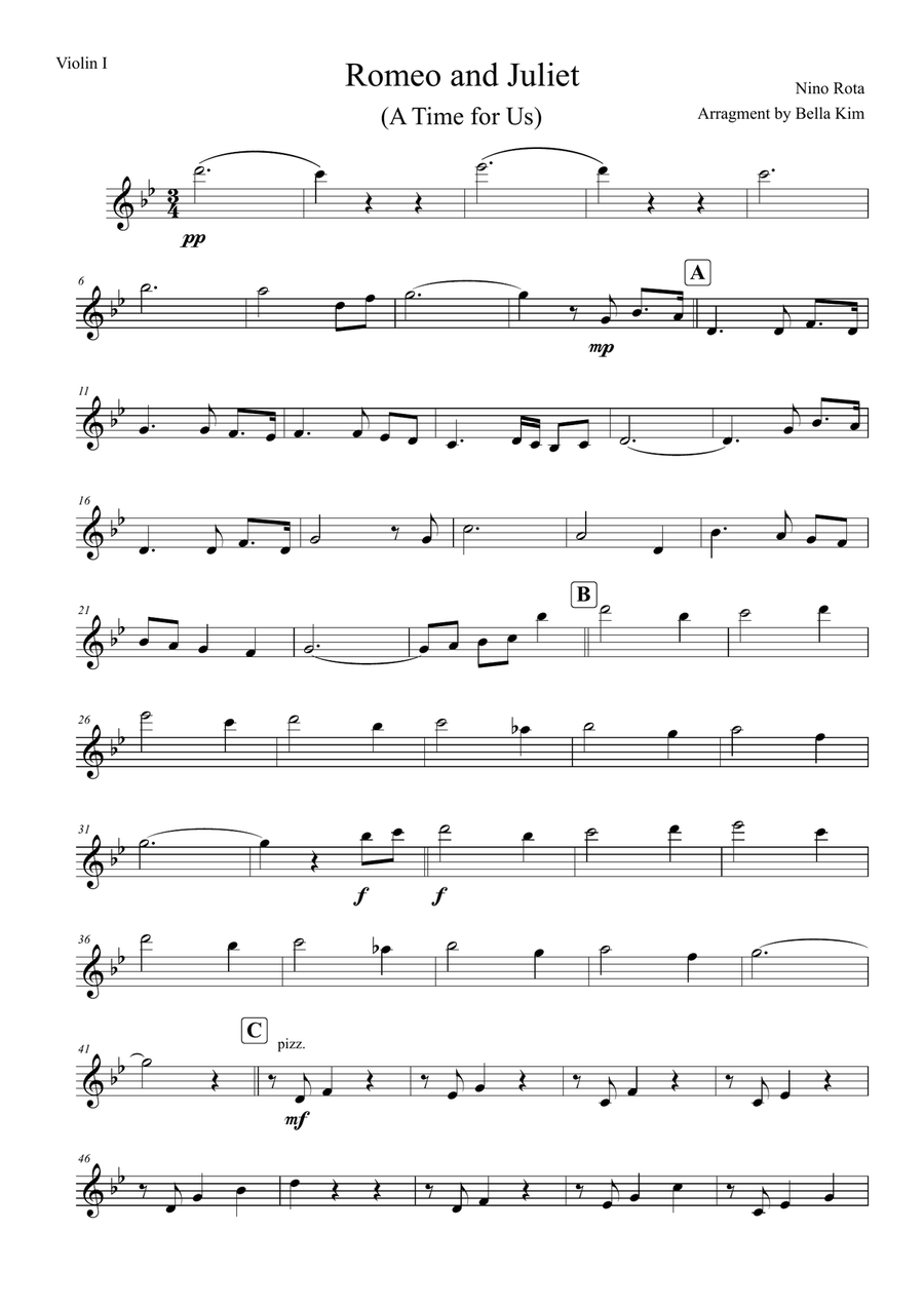 A Time For Us (Love Theme) String Quartet scores gallery preview page 6