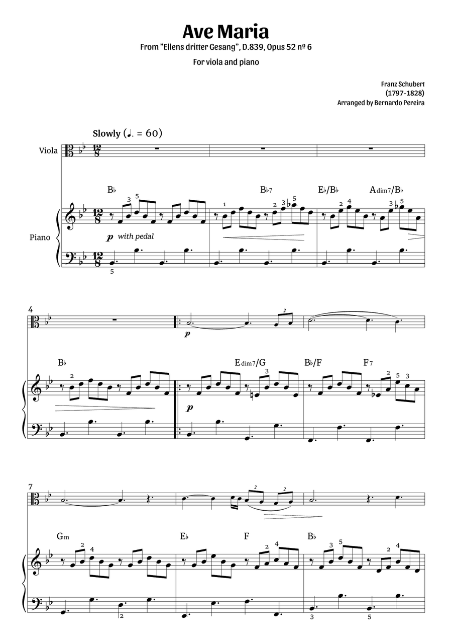 Ave Maria (viola and piano) Piano scores gallery preview page 1
