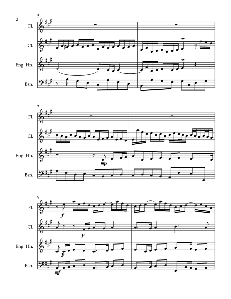 Bach's Sonata BWV 1032 for Woodwind Quartet with English Horn Woodwind Quartet scores gallery preview page 2