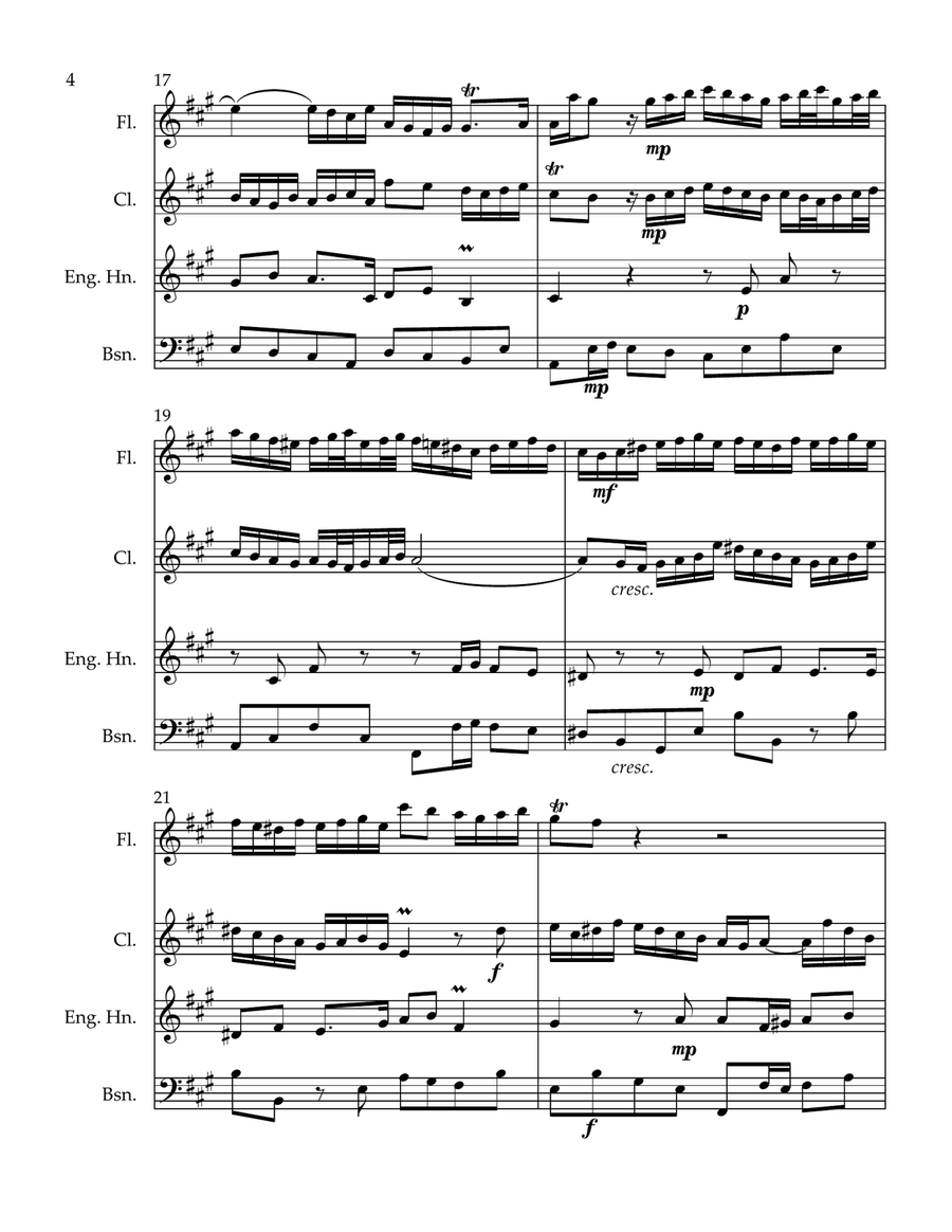 Bach's Sonata BWV 1032 for Woodwind Quartet with English Horn Woodwind Quartet scores gallery preview page 4