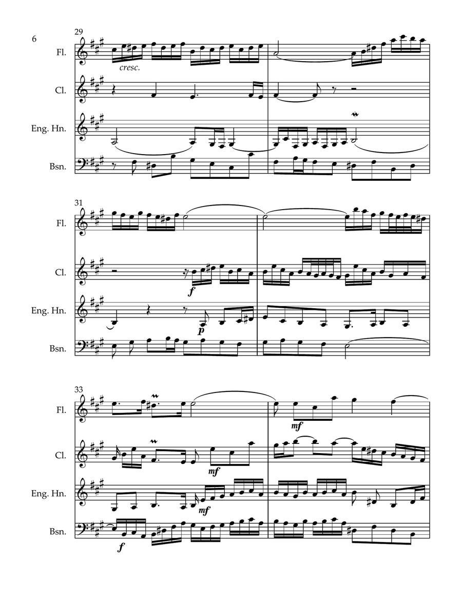 Bach's Sonata BWV 1032 for Woodwind Quartet with English Horn Woodwind Quartet scores gallery preview page 6