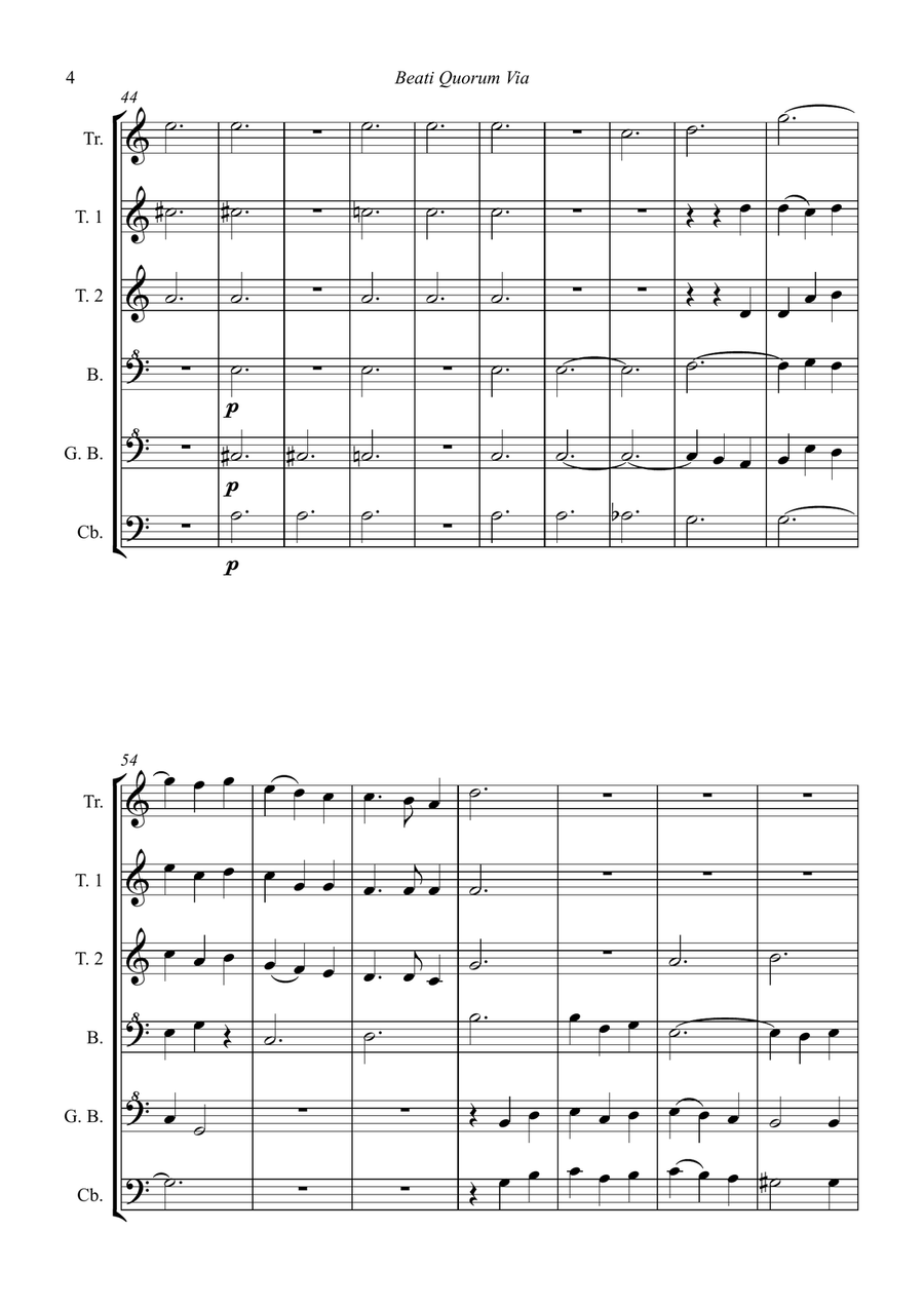 Beati Quorum Via for recorder sextet/ensemble Chamber Music scores gallery preview page 6