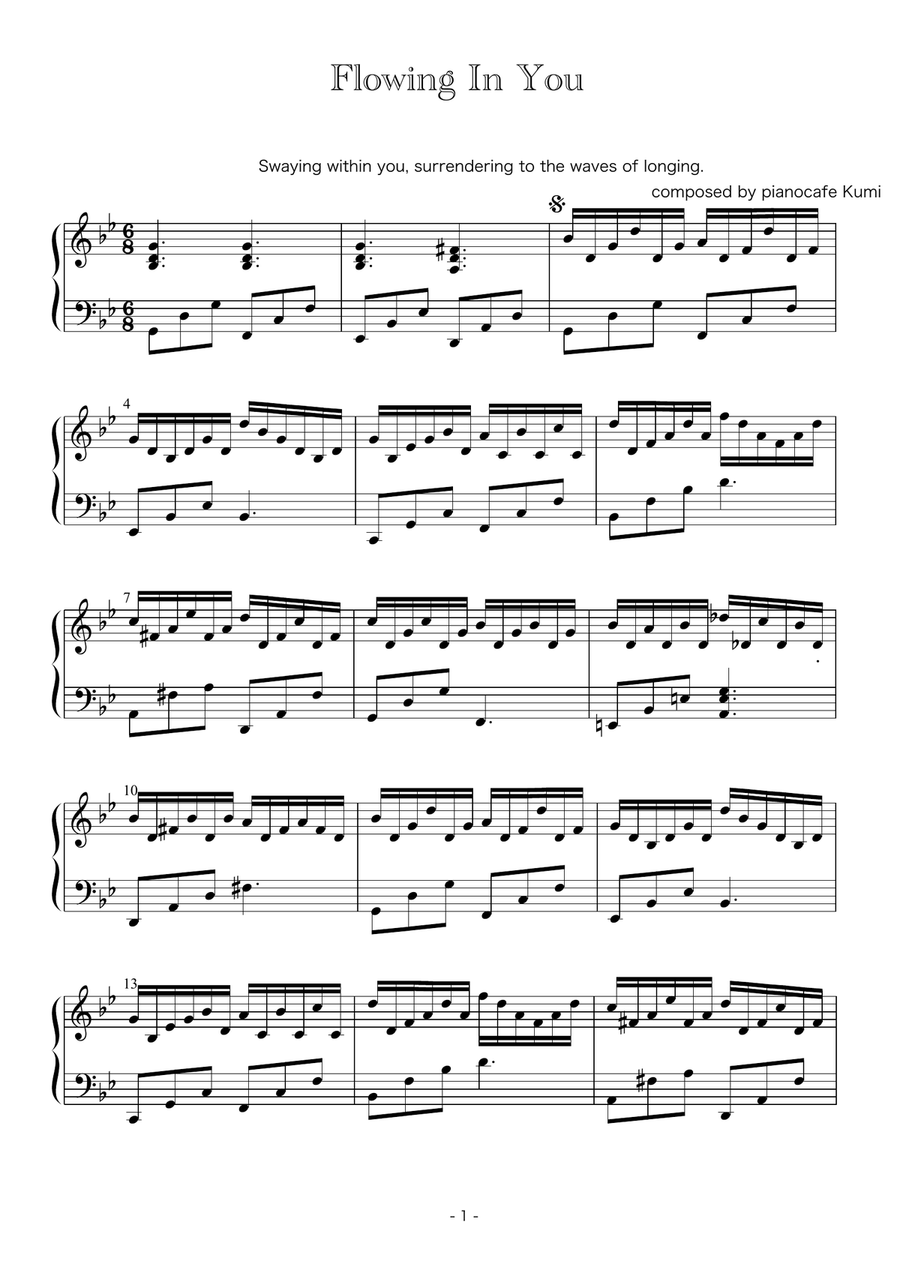 Flowing In You Flowing In You Piano Solo scores gallery preview page 1