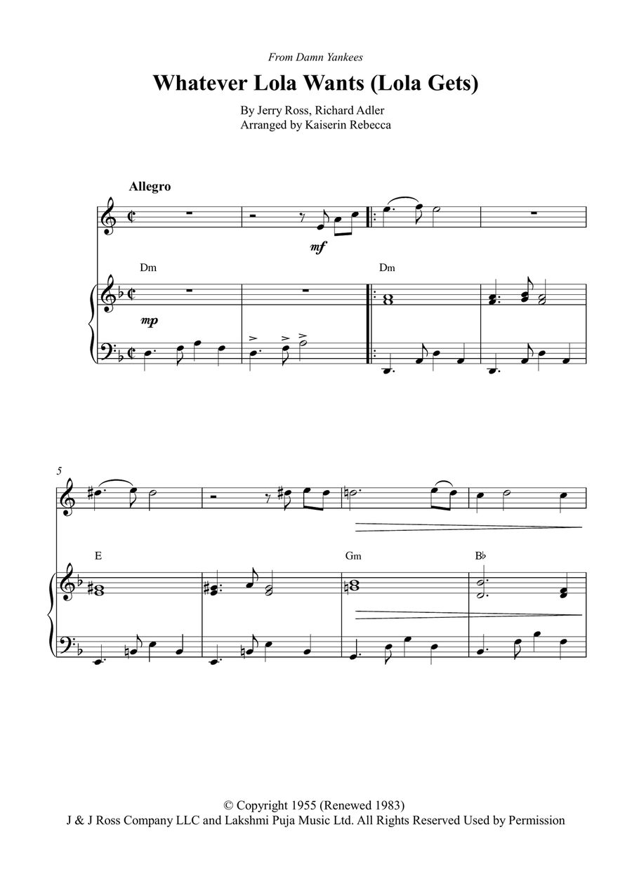 Whatever Lola Wants (Lola Gets) English Horn scores gallery preview page 1