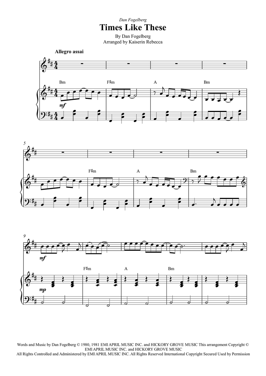 Times Like These Violin Solo scores gallery preview page 1