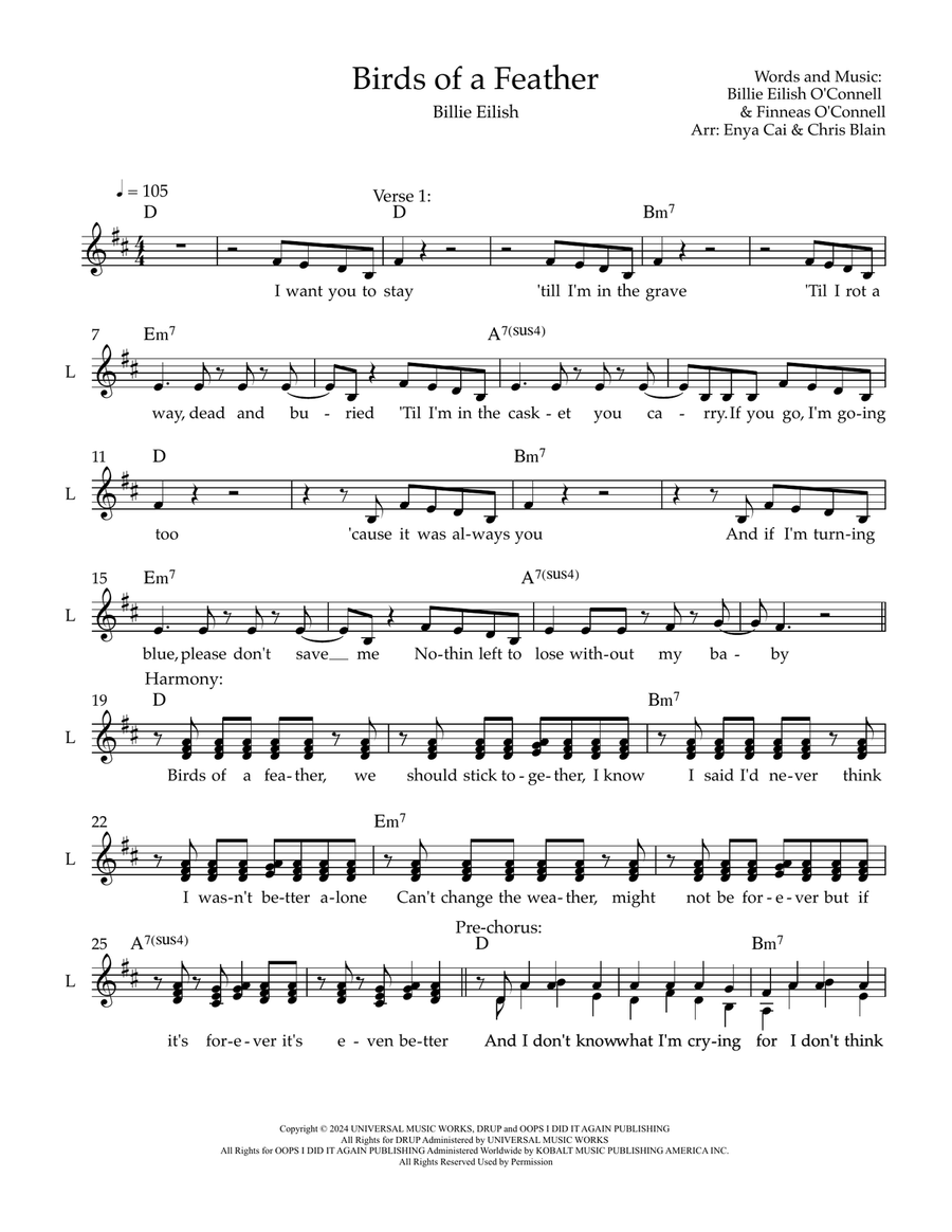 Birds Of A Feather Birds Of A Feather Easy Piano scores gallery preview page 1