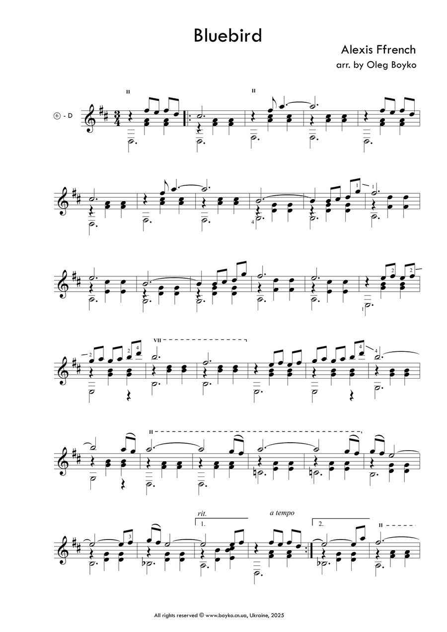 Bluebird Bluebird Guitar Solo scores gallery preview page 1