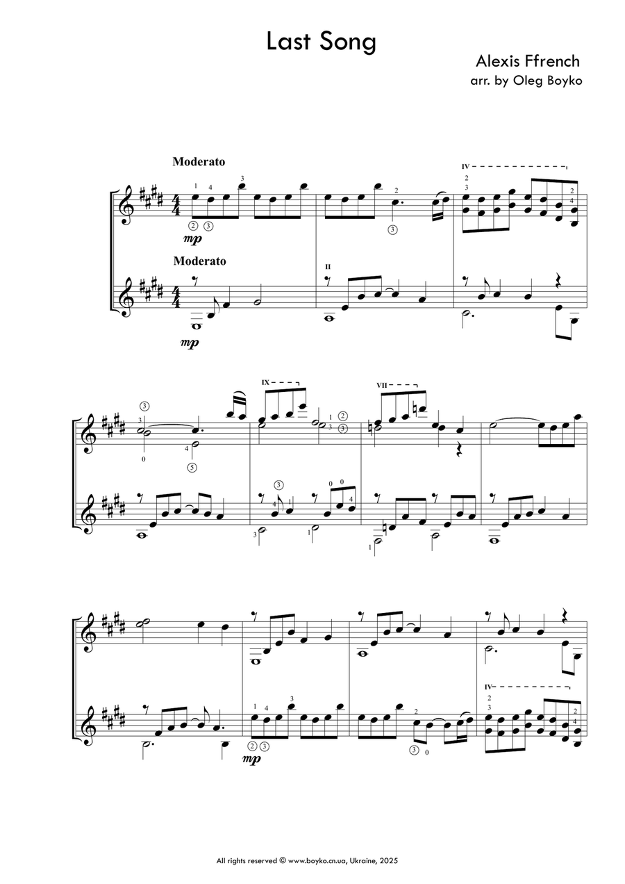 Last Song Last Song Acoustic Guitar scores gallery preview page 1
