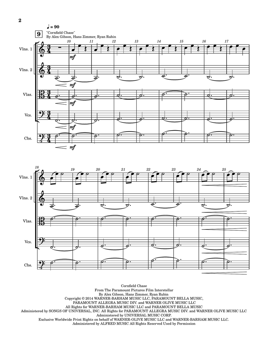 Medley: Dreaming Of The Crash with Cornfield Chase, Day One, and Mountains String Orchestra scores gallery preview page 2
