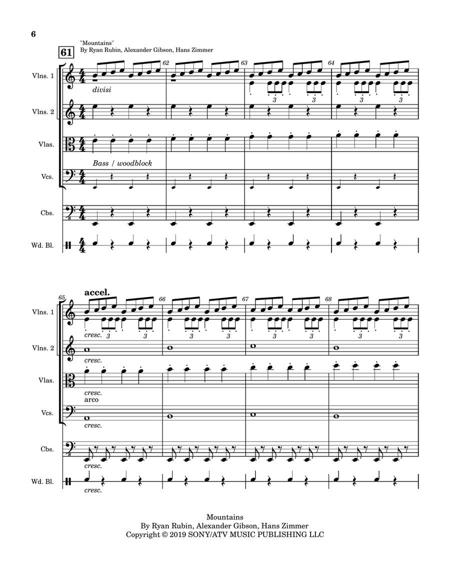 Medley: Dreaming Of The Crash with Cornfield Chase, Day One, and Mountains String Orchestra scores gallery preview page 6