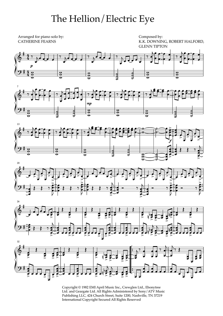 Electric Eye Electric Eye Piano Solo scores gallery preview page 1