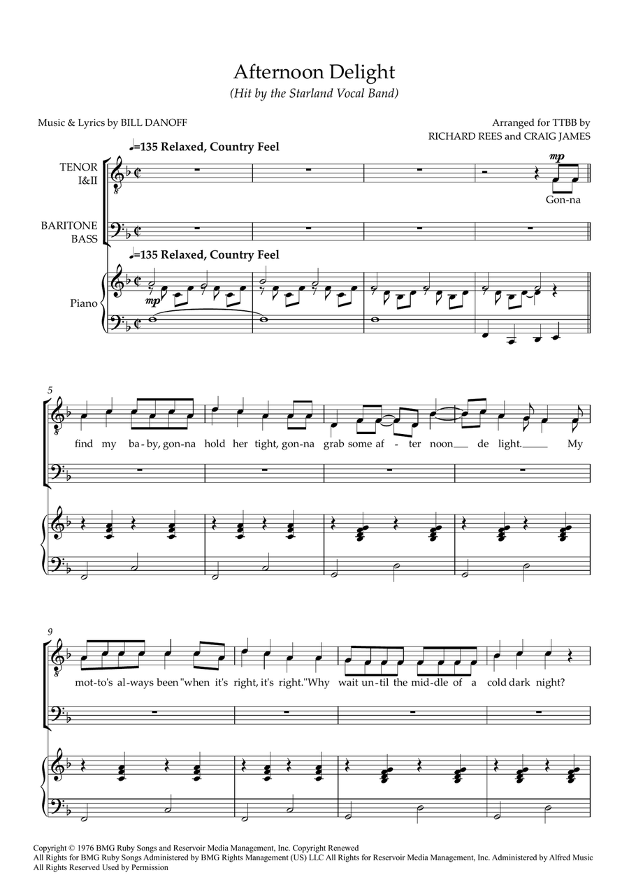 Afternoon Delight Afternoon Delight TTBB scores gallery preview page 1