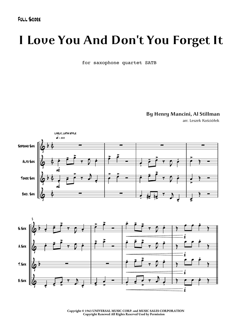 I Love You And Don't You Forget It Clarinet Quartet scores gallery preview page 4