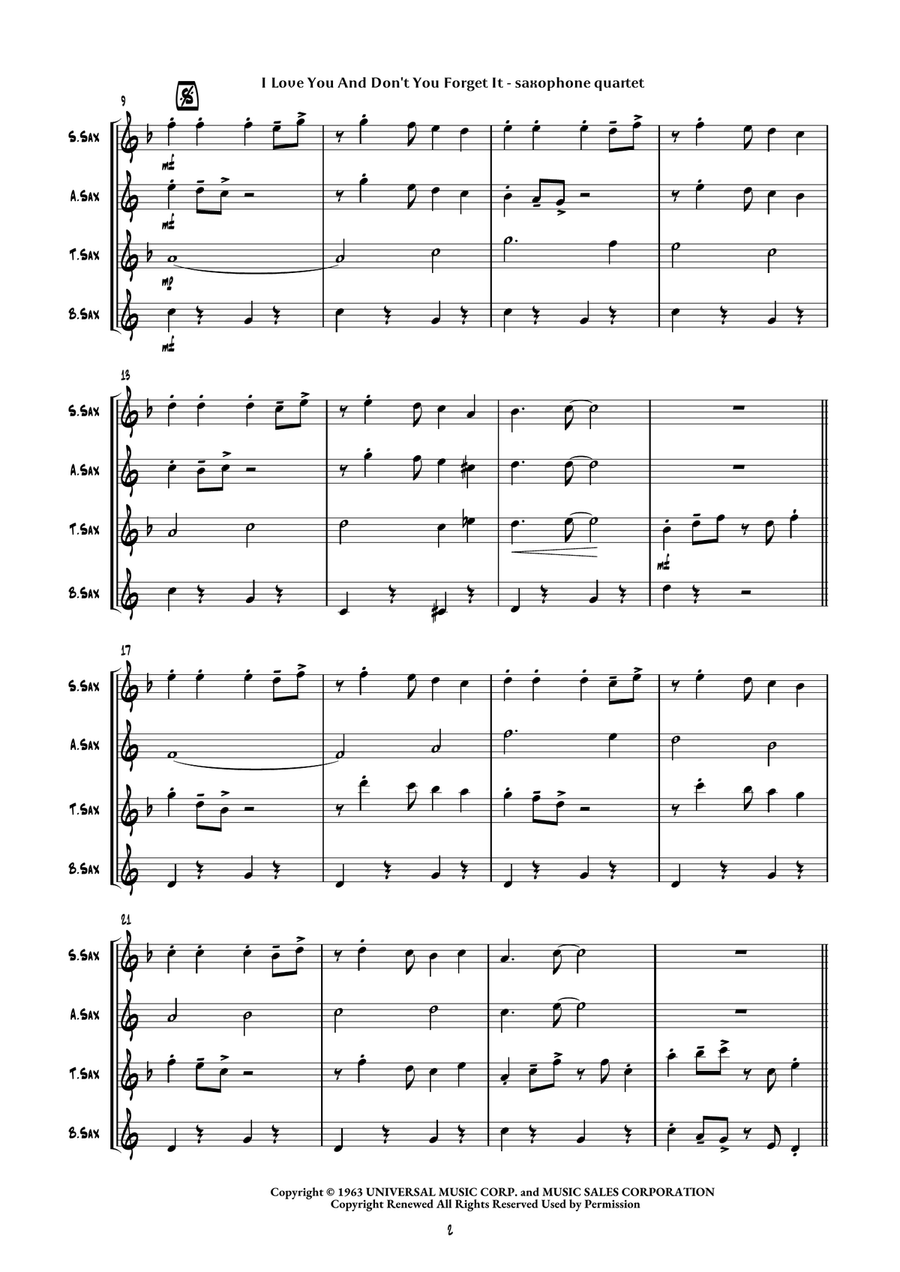 I Love You And Don't You Forget It Clarinet Quartet scores gallery preview page 5