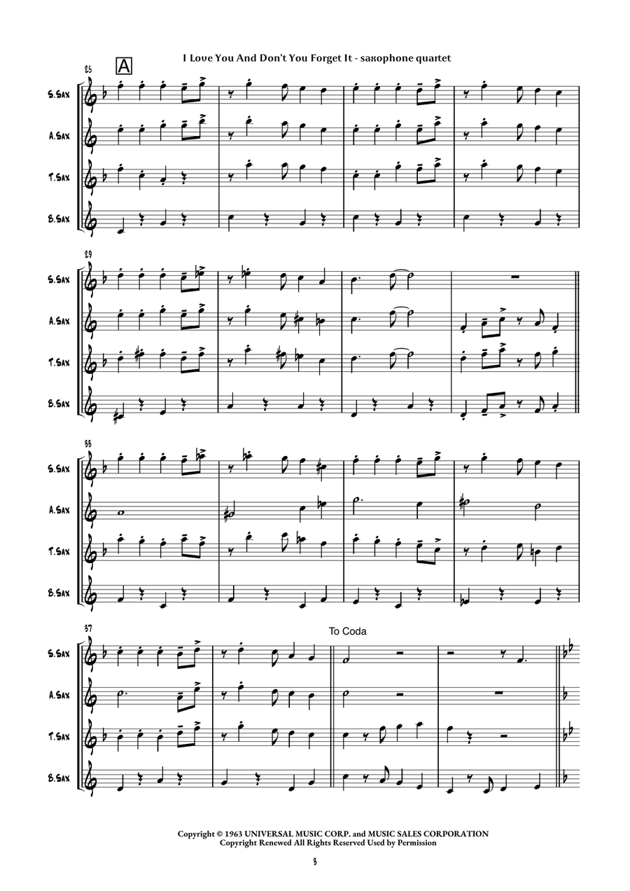I Love You And Don't You Forget It Clarinet Quartet scores gallery preview page 6