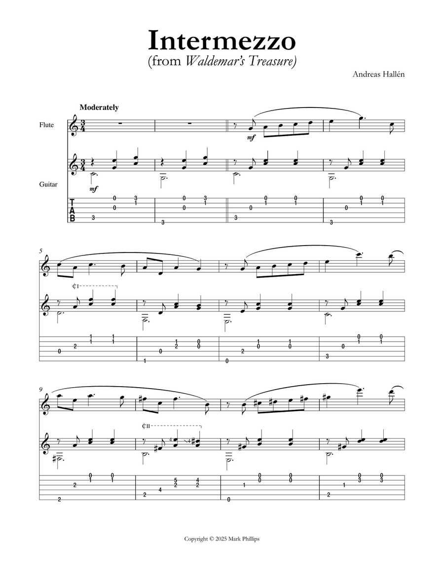 Intermezzo (from Waldemar’s Treasure) Flute scores gallery preview page 1