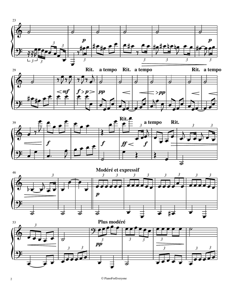 Les Collines d'Anacapri - Debussy (Easy Piano) Easy Piano scores gallery preview page 2