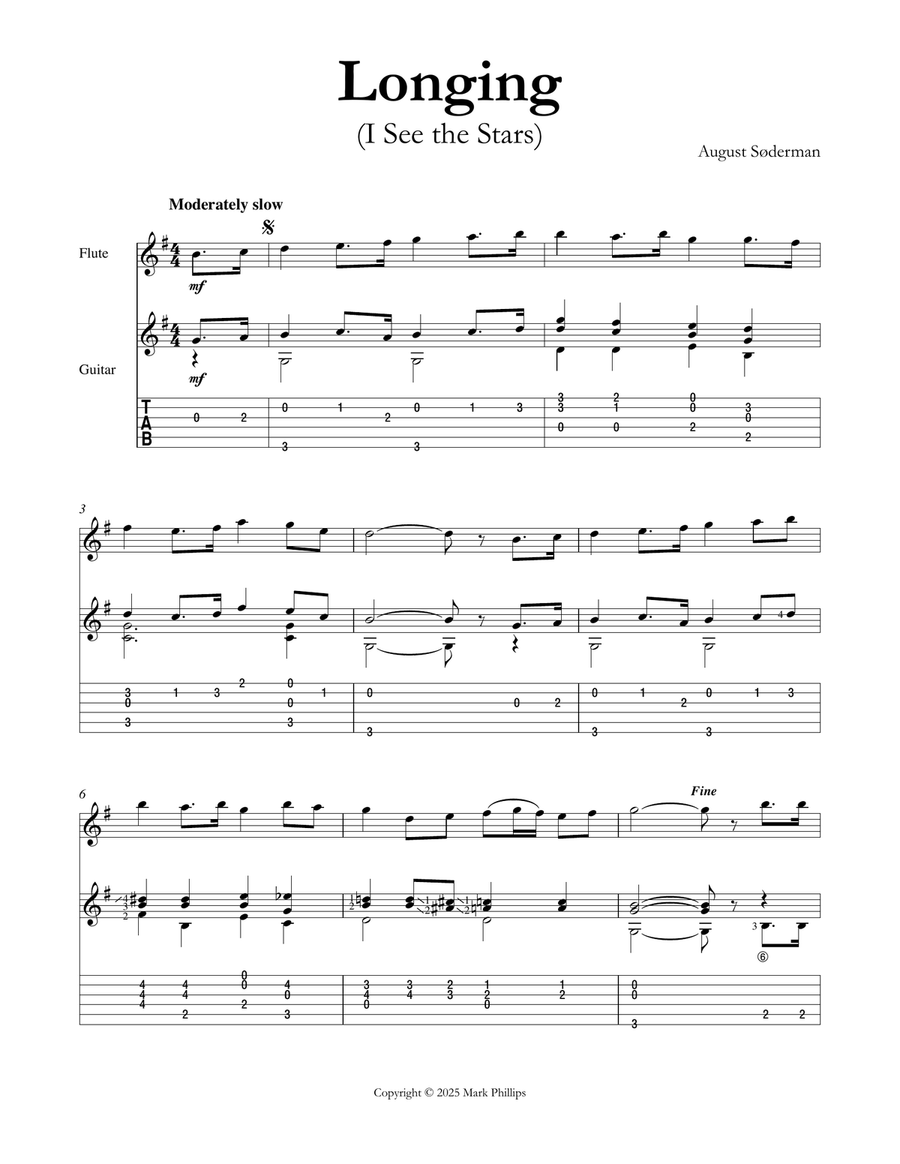 Longing (I See the Stars) Flute scores gallery preview page 1