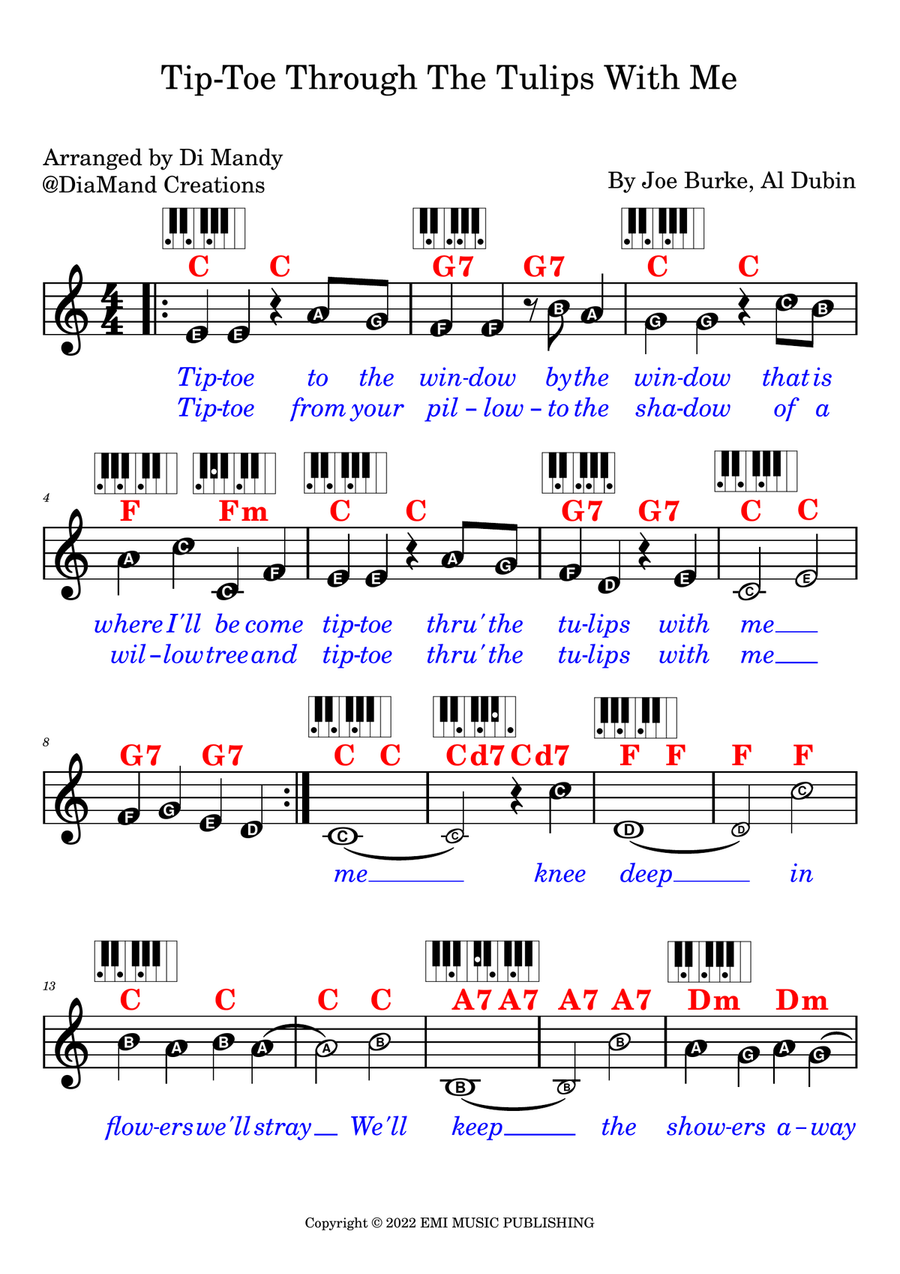 Tip Toe Through The Tulips With Me Piano scores gallery preview page 1