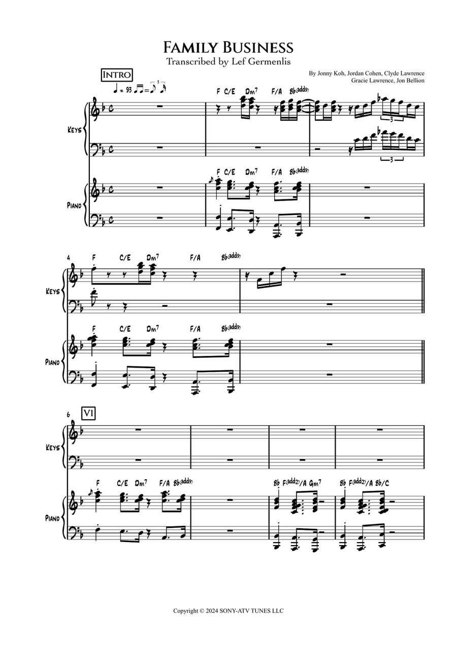 Family Business Family Business Piano Duet scores gallery preview page 1