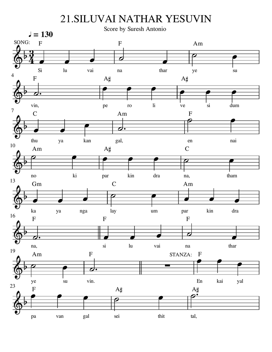 SILUVAI NATHAR YESUVIN (எண்ணிடலங்கா ஸ்தோத்திரம்) Guitar Solo scores gallery preview page 1