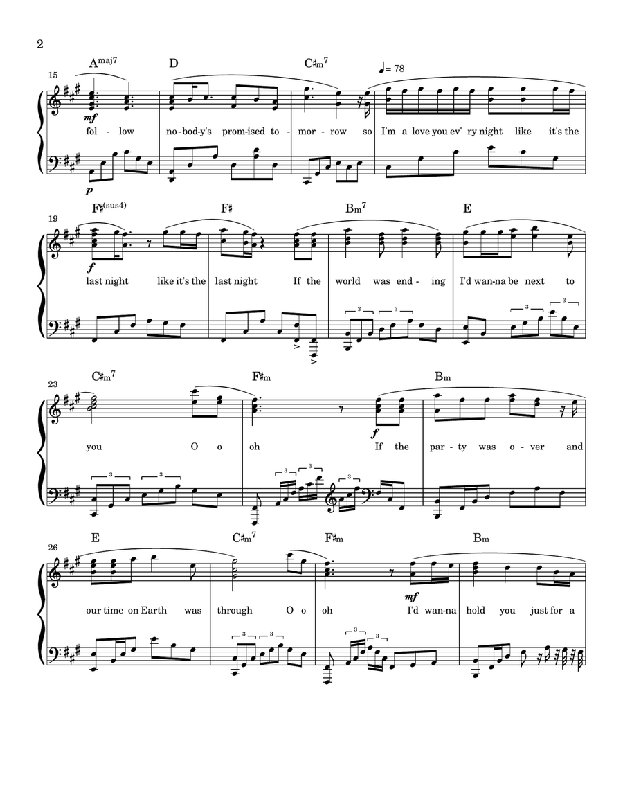 Die With A Smile Die With A Smile Piano Solo scores gallery preview page 2