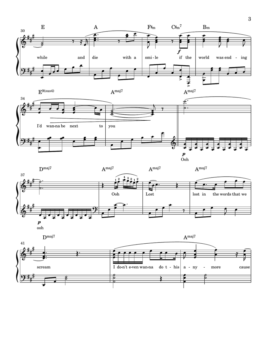 Die With A Smile Die With A Smile Piano Solo scores gallery preview page 3