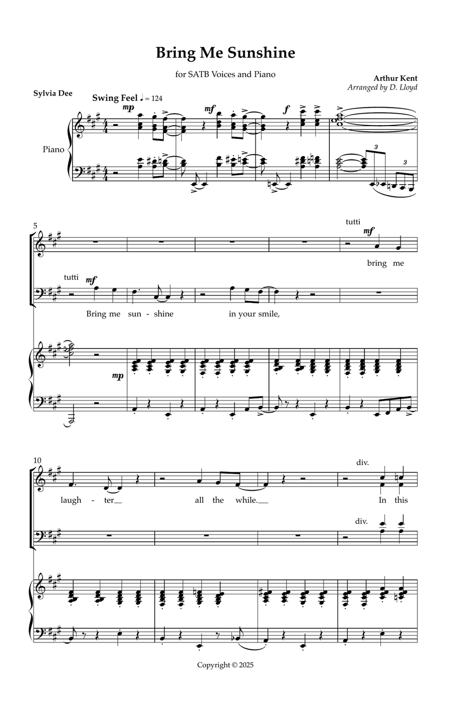 Bring Me Sunshine Bring Me Sunshine 4-Part scores gallery preview page 2