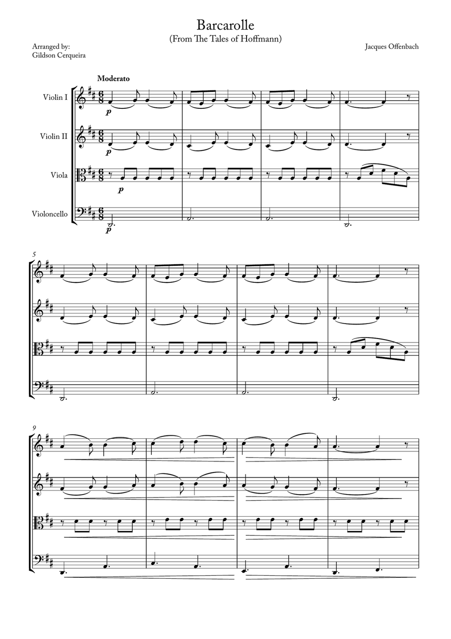 Barcarolle String Quartet scores gallery preview page 1