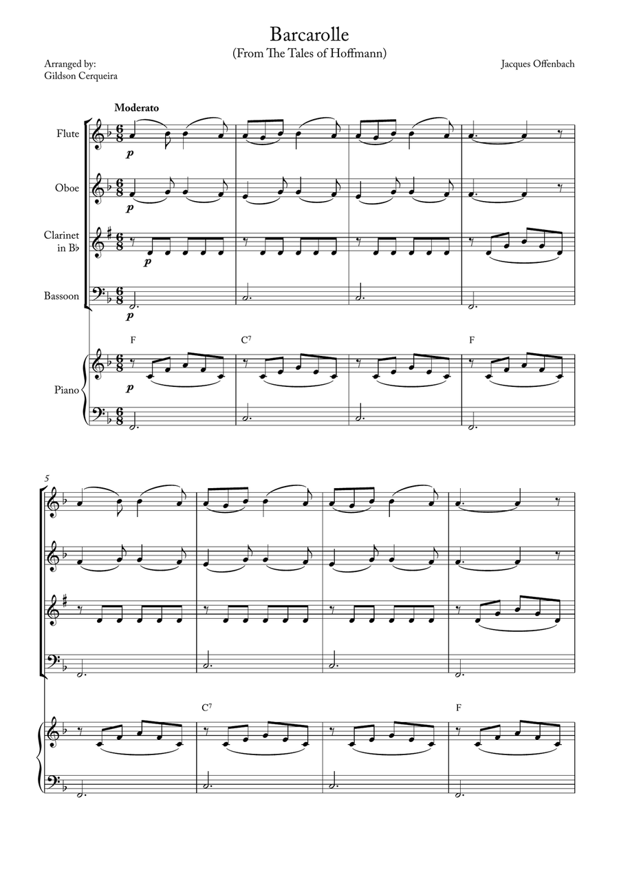 Barcarolle Woodwind Quartet scores gallery preview page 1
