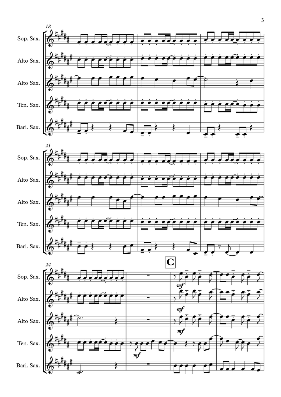 Pompeii Pompeii Saxophone Quartet scores gallery preview page 3