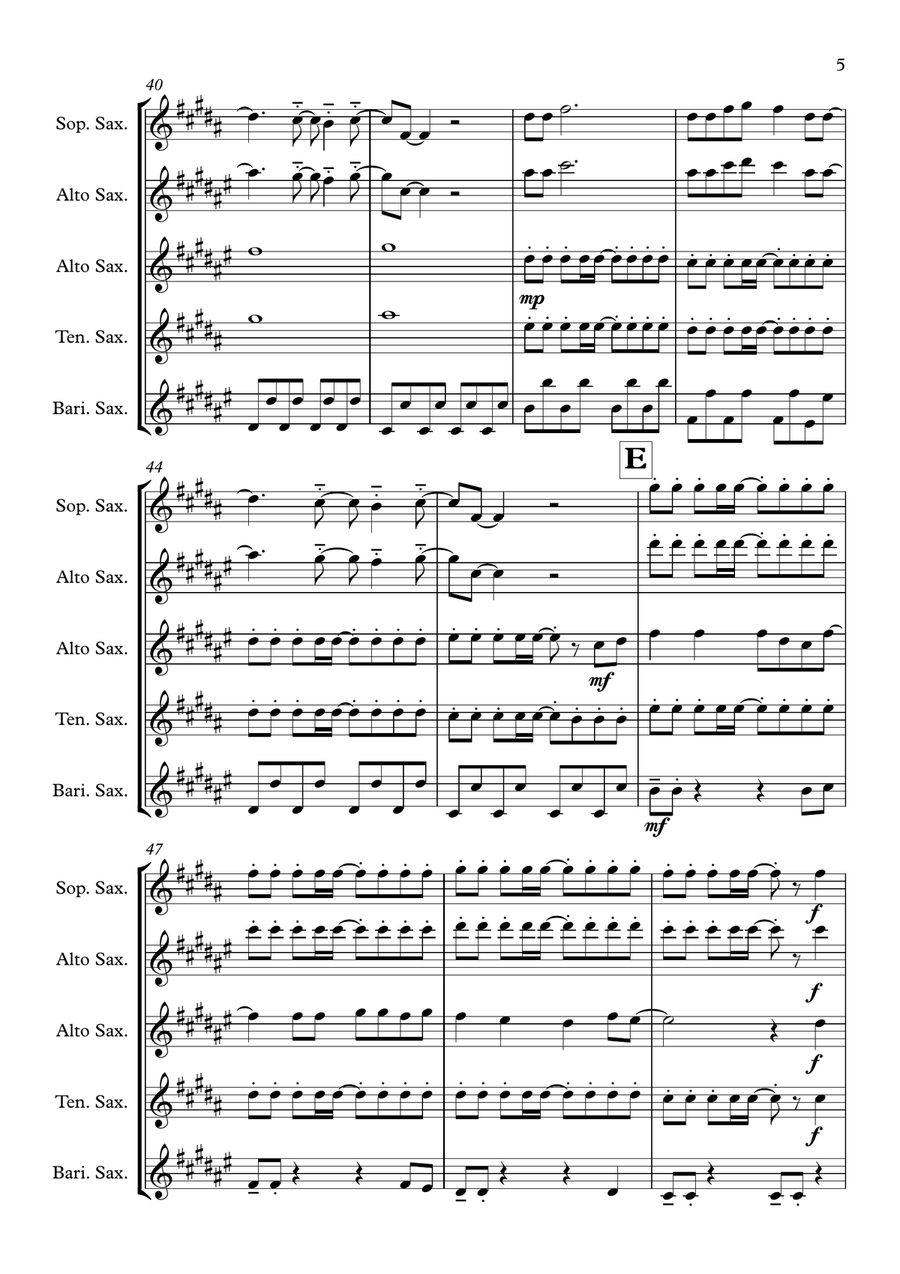 Pompeii Pompeii Saxophone Quartet scores gallery preview page 5