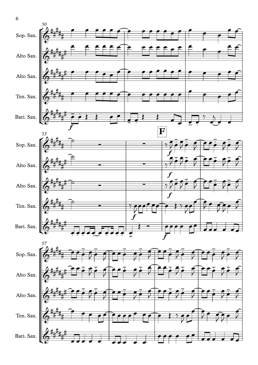 Pompeii Pompeii Saxophone Quartet scores gallery preview page 6