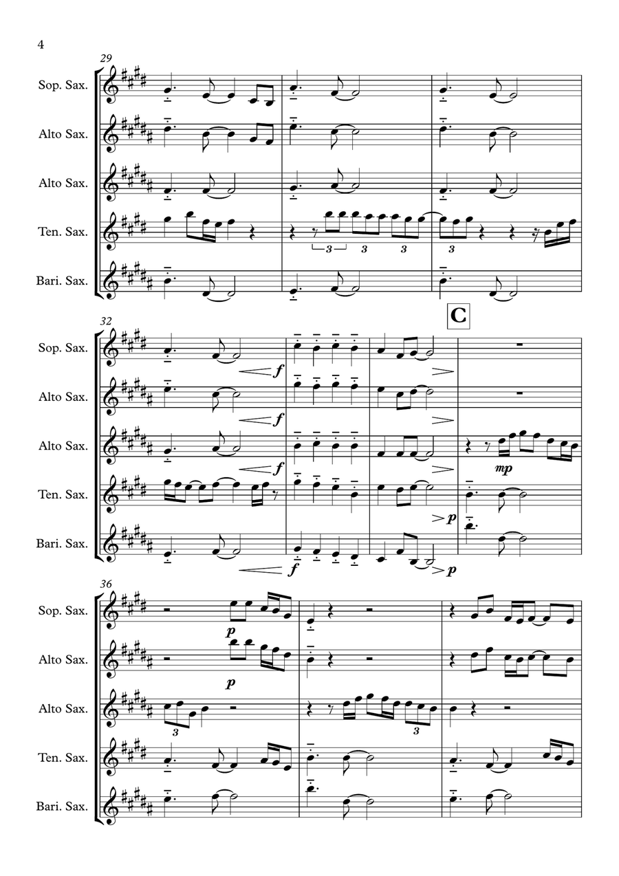 Thinking Out Loud Thinking Out Loud Saxophone Quartet scores gallery preview page 4