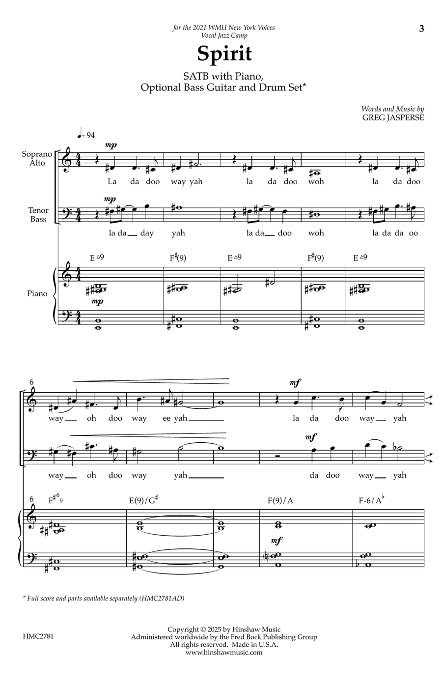 Spirit Spirit 4-Part scores gallery preview page 1