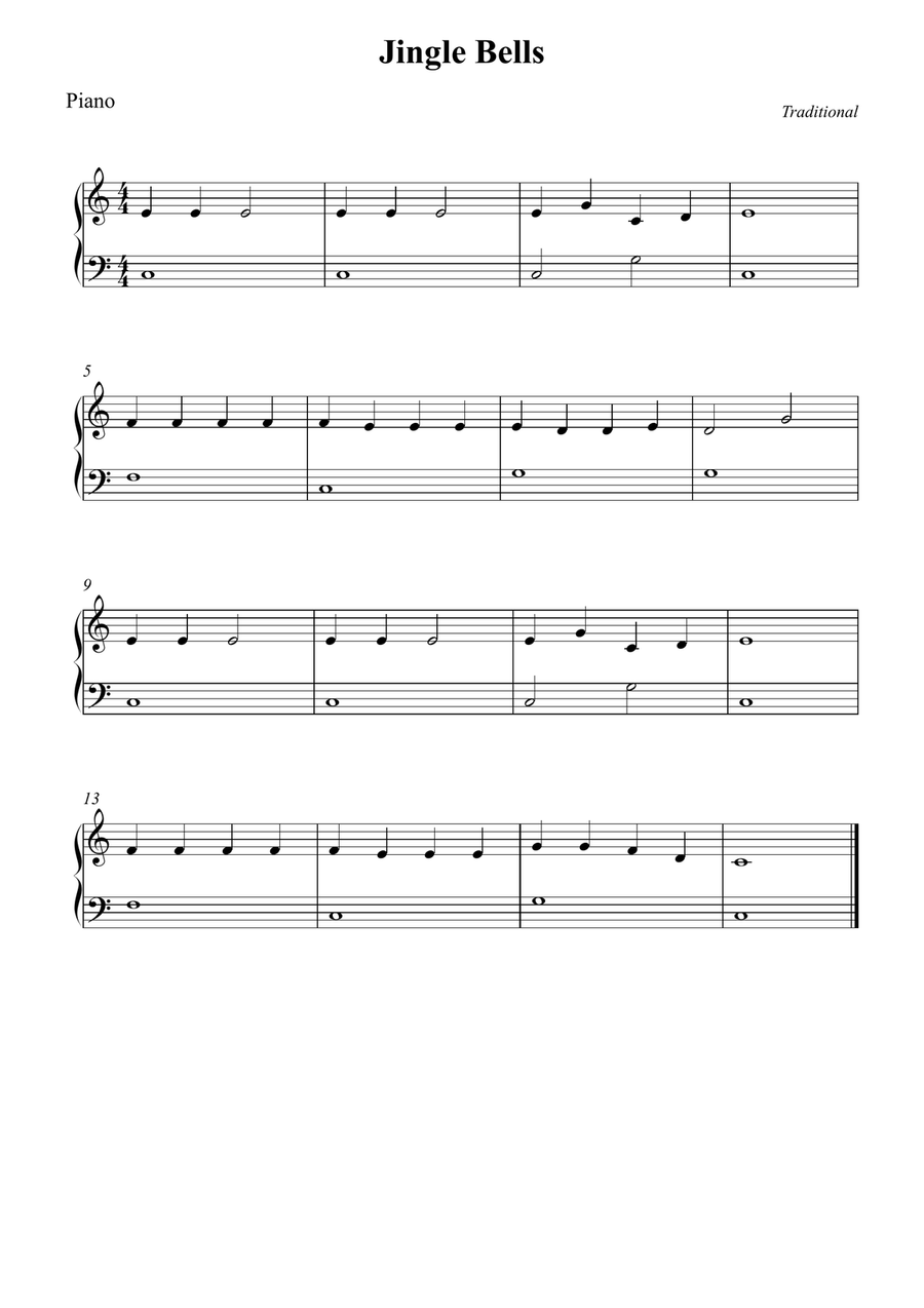 Jingle Bells Jingle Bells Easy Piano scores gallery preview page 1