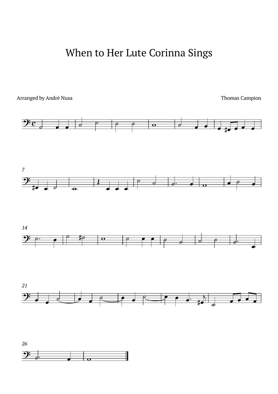 When to Her Lute Corinna Sings Double Bass scores gallery preview page 1