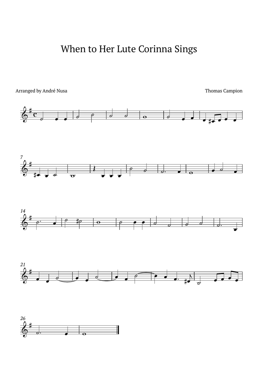When to Her Lute Corinna Sings B-Flat Trumpet scores gallery preview page 1
