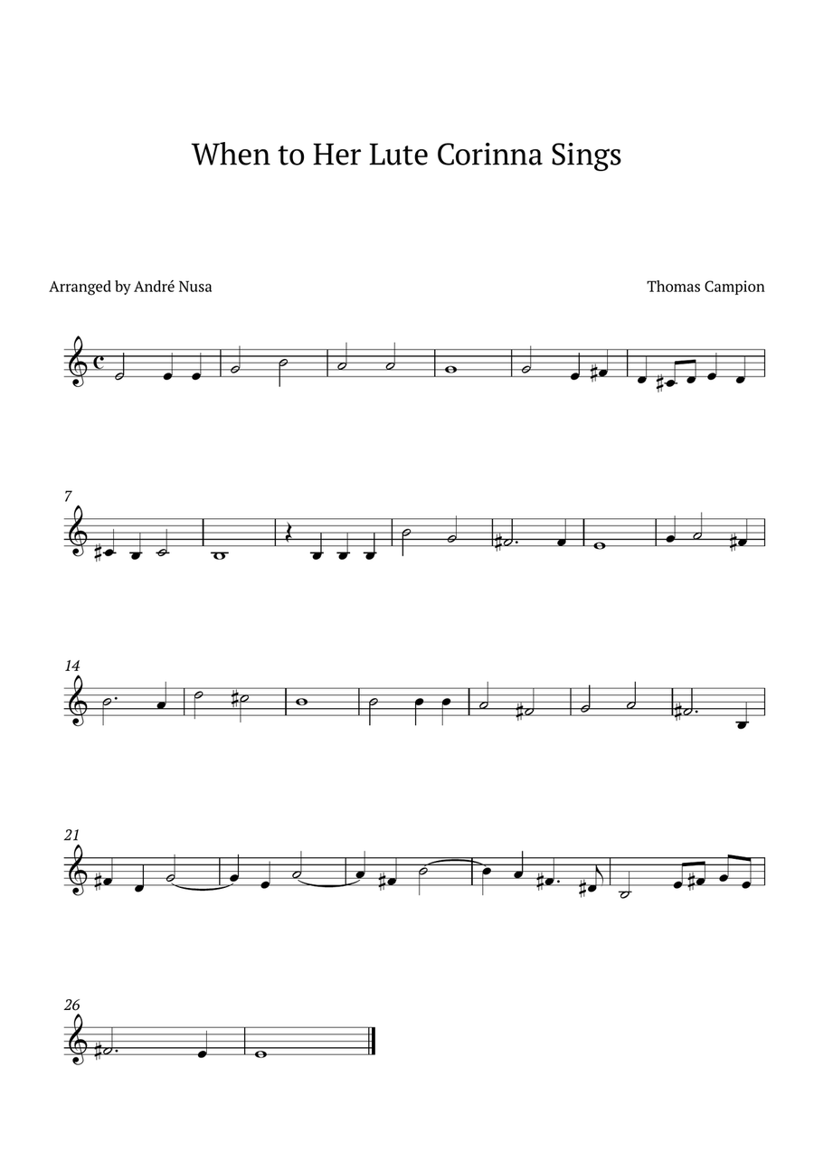 When to Her Lute Corinna Sings Lute scores gallery preview page 1