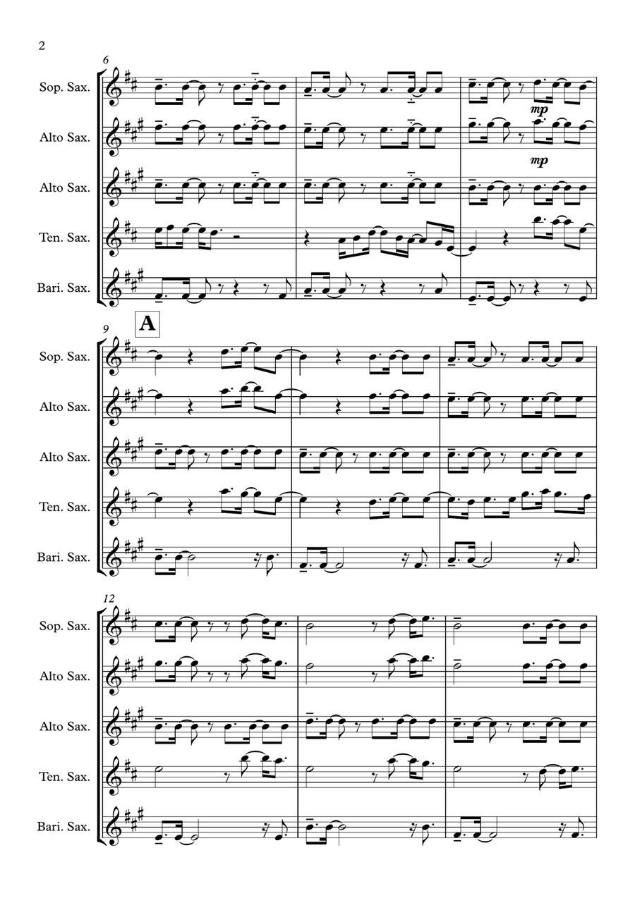 Watermelon Sugar Watermelon Sugar Saxophone Quartet scores gallery preview page 2