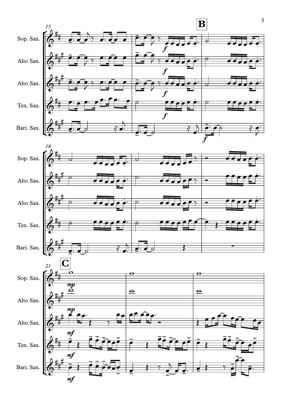 Watermelon Sugar Watermelon Sugar Saxophone Quartet scores gallery preview page 3