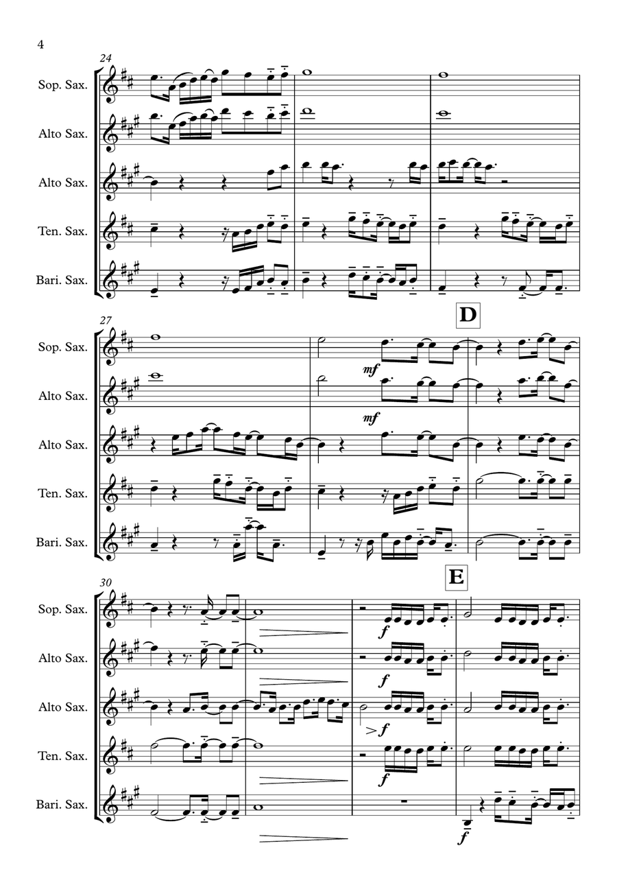 Watermelon Sugar Watermelon Sugar Saxophone Quartet scores gallery preview page 4