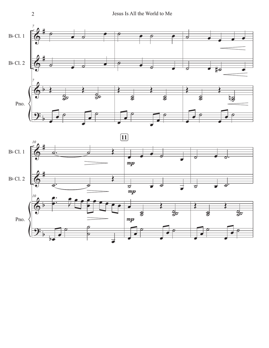 Jesus Is All the World to Me Clarinet Duet scores gallery preview page 2