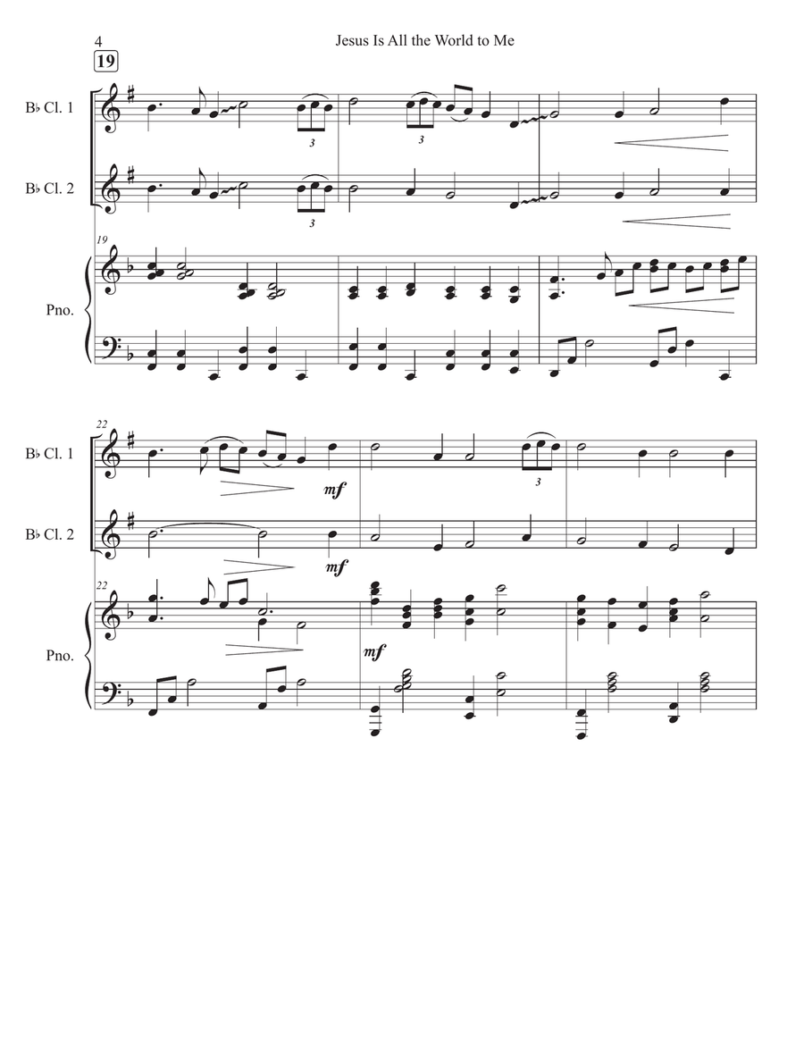 Jesus Is All the World to Me Clarinet Duet scores gallery preview page 4