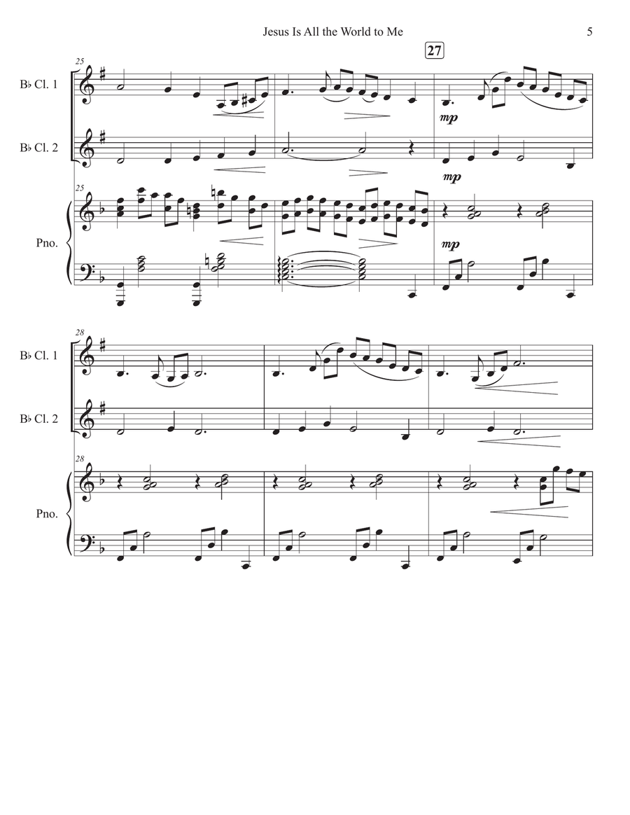 Jesus Is All the World to Me Clarinet Duet scores gallery preview page 5